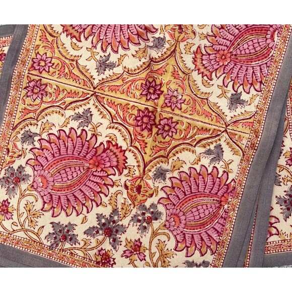 Anokhi Placemats Set 6 Block Print 14"× 18" Jaipur India Cotton table linen - Picture 2 of 5